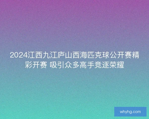 2024江西九江庐山西海匹克球公开赛精彩开赛 吸引众多高手竞逐荣耀 2024江西九江庐山西海匹克球公开赛精彩开赛 吸引众多高手竞逐荣耀