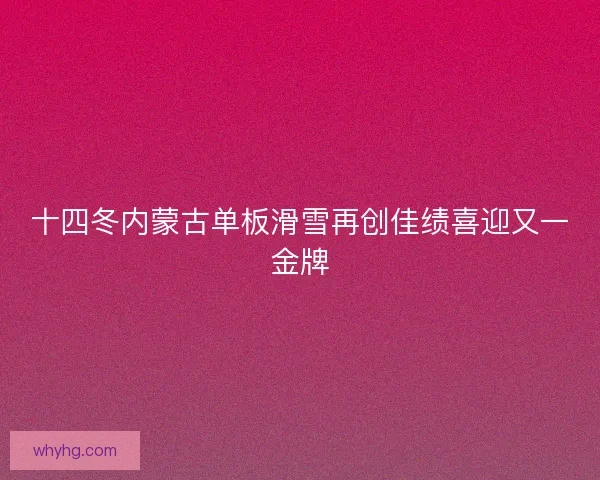 十四冬内蒙古单板滑雪再创佳绩喜迎又一金牌