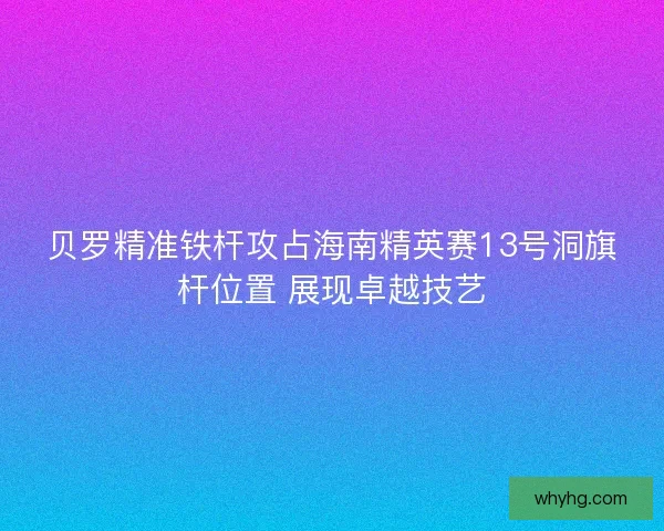 贝罗精准铁杆攻占海南精英赛13号洞旗杆位置 展现卓越技艺