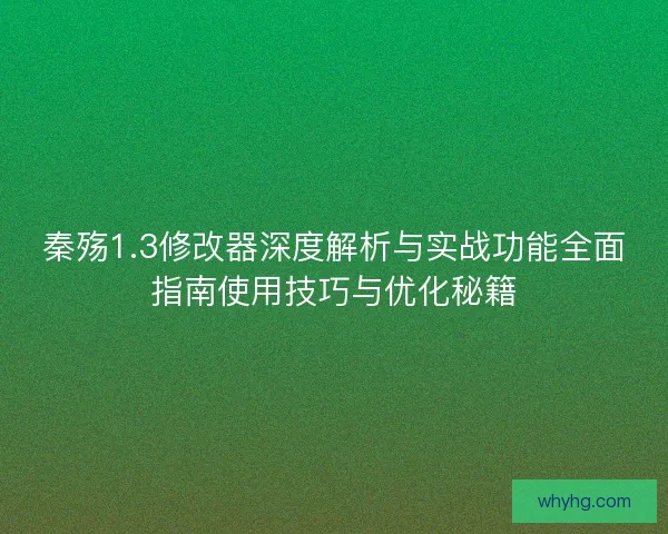 秦殇1.3修改器深度解析与实战功能全面指南使用技巧与优化秘籍 秦殇1.3修改器深度解析与实战功能全面指南使用技巧与优化秘籍